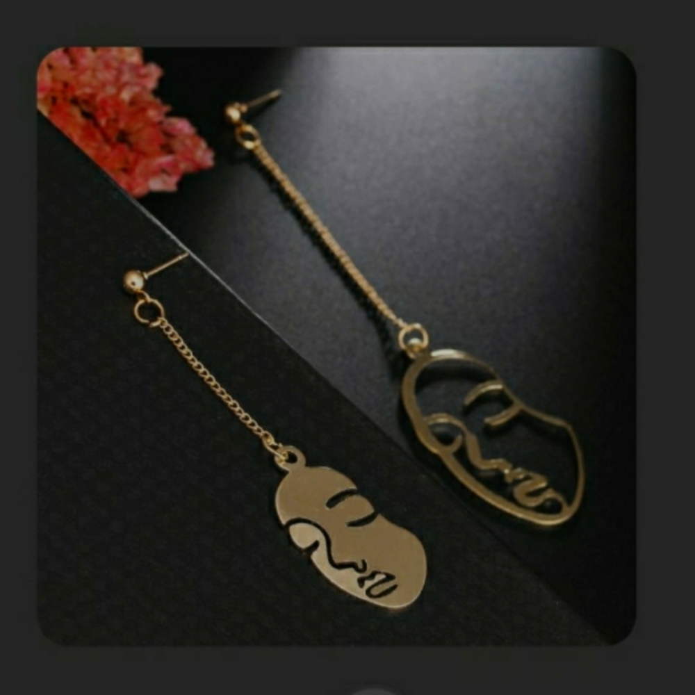 Long Face Alloy Earrings